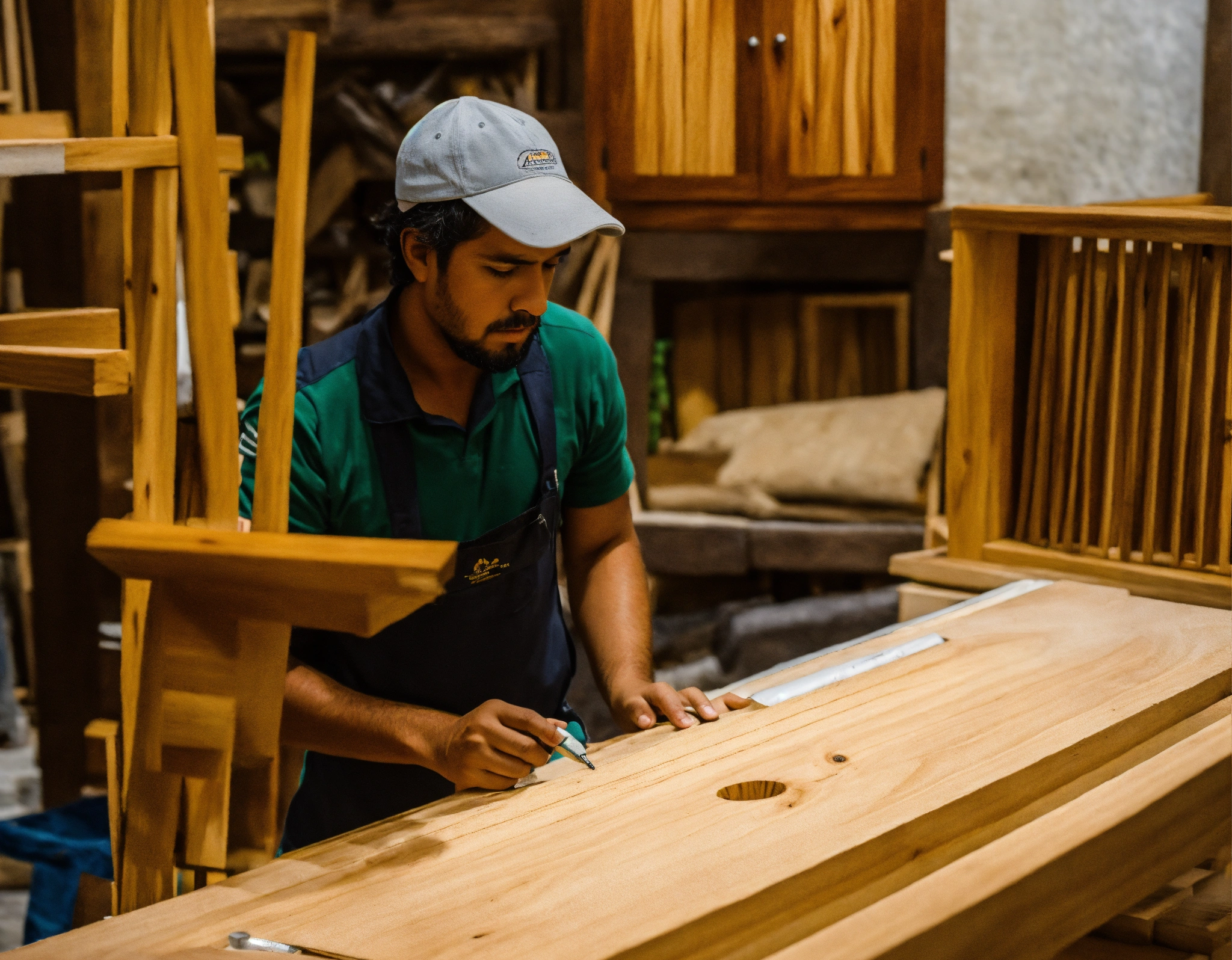 Image of a carpenter building furniture